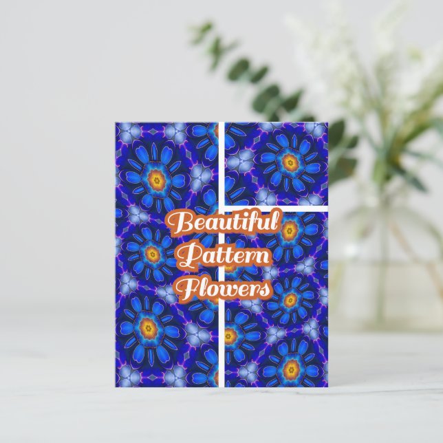 Abstract Blue Flowers Pattern (Standing Front)