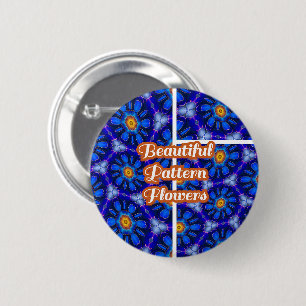 Abstract Blue Flowers Pattern 2 Inch Round Button