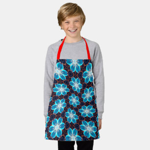 Abstract Blue Flowers Pattern Apron