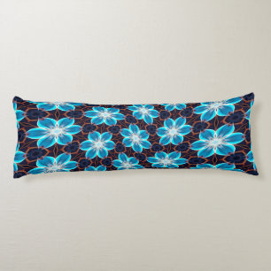 Abstract Blue Flowers Pattern Body Pillow