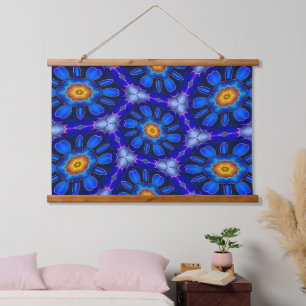 Abstract Blue Flowers Pattern Hanging Tapestry