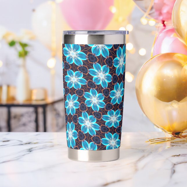 Abstract Blue Flowers Pattern Insulated Tumbler (Bachelor Party)
