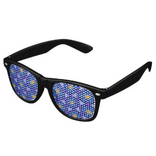 Abstract Blue Flowers Pattern Retro Sunglasses