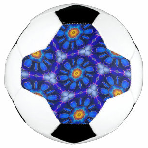 Abstract Blue Flowers Pattern Soccer Ball
