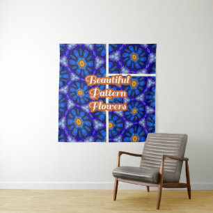 Abstract Blue Flowers Pattern Tapestry