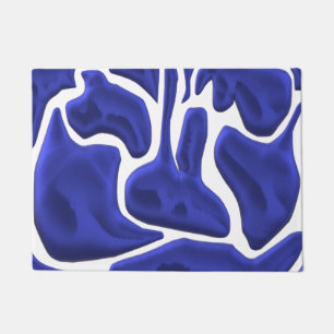 Abstract Blue Fluid Shapes – 3D Modern Art Doormat