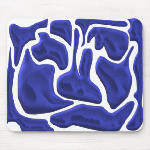 Abstract Blue Fluid Shapes – 3D Modern Art Mouse Pad