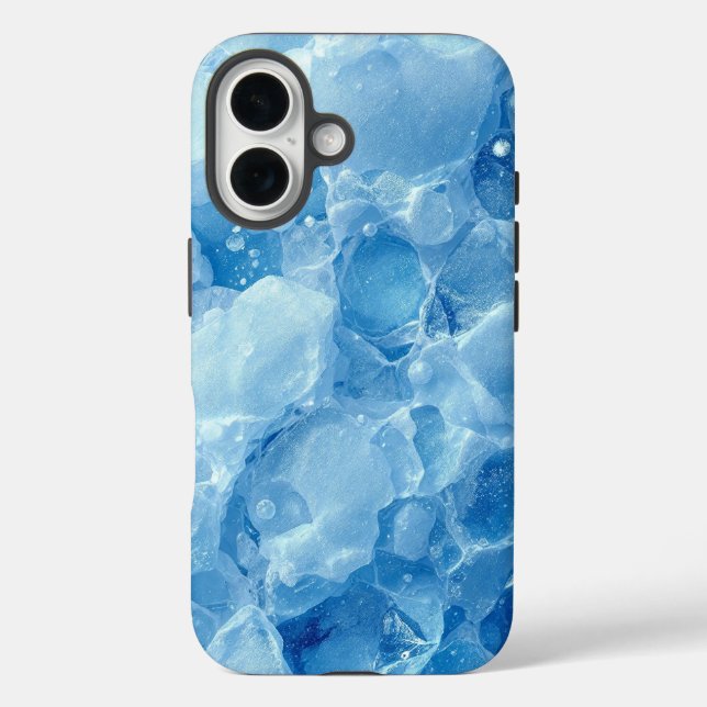 Abstract Blue Frozen Ice Crystal Texture Pattern Case-Mate iPhone Case (Back)