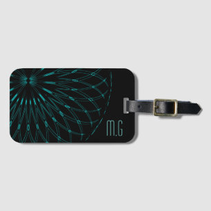 Abstract Blue Geometric Graphic Black Monogram Luggage Tag