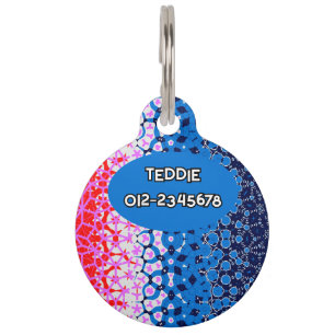 Abstract Blue Geometric Pet Tag