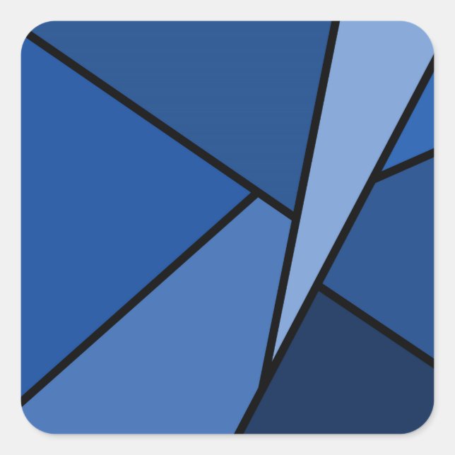 Abstract Blue Geometric Shapes Square Sticker (Front)
