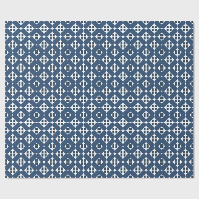 Abstract Blue Geometric Shapes Wrapping Paper (Flat)