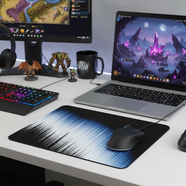 Abstract Blue Glitch Art Crescent Moon Night Sky Mouse Pad (Abstract Blue Glitch Art Crescent Moon Night Sky Mouse Pad
)