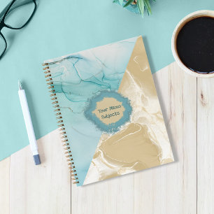 Abstract Blue-Gold Alcohol Ink Notebook