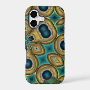 abstract blue gold and teal iphone case