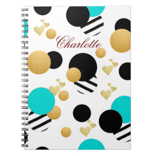 Abstract Blue Gold Black Name Personalized Notebook