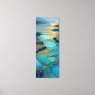 Abstract Blue & Gold   Fluid Coastal Landscape Canvas Print