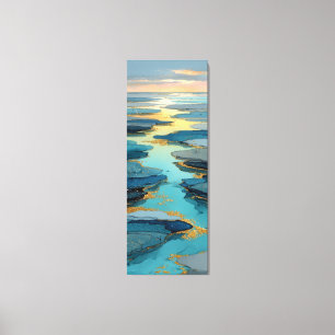 Abstract Blue & Gold   Fluid Coastal Landscape Canvas Print