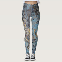 Abstract Blue & Gold Leggings