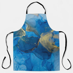 Abstract Blue Gold Marble Texture Apron
