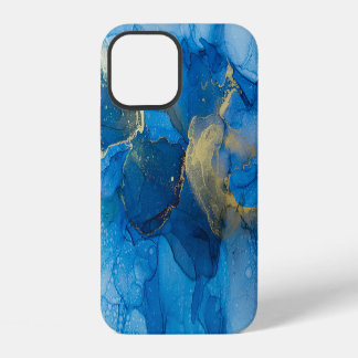 Abstract Blue Gold Marble Texture iPhone 12 Case
