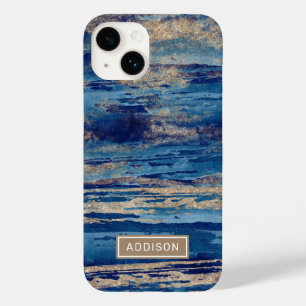 Abstract Blue Gold Paint Custom Name Template Case-Mate iPhone 14 Case