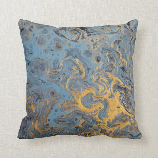 Abstract Blue & Gold Pillow