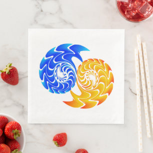 Abstract Blue Gold Yin Yang Fishes Balance Napkin