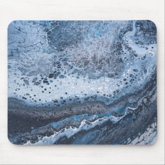 Abstract Blue & Gray Ocean Drift  Mouse Pad