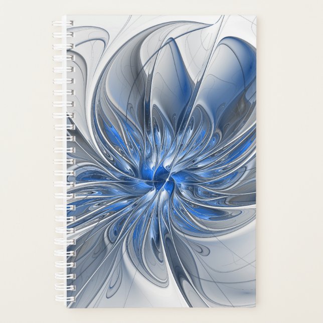Abstract Blue Gray Watercolor Fractal Art Flower (Devant)