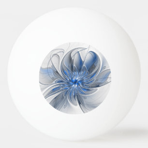 Abstract Blue Gray Watercolor Fractal Art Flower Ping Pong Ball