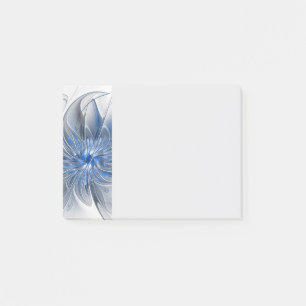 Abstract Blue Gray Watercolor Fractal Art Flower Post-it Notes