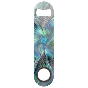 Abstract Blue Green Butterfly Fantasy Fractal Art Bar Key