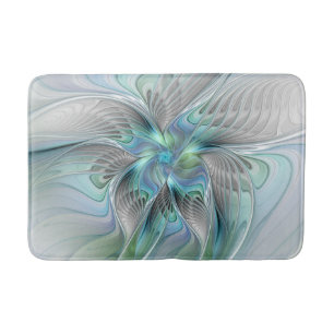 Abstract Blue Green Butterfly Fantasy Fractal Art Bath Mat