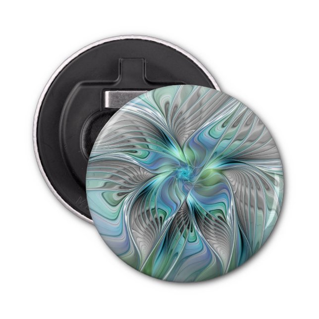Abstract Blue Green Butterfly Fantasy Fractal Art Bottle Opener (Front)