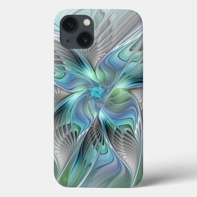 Abstract Blue Green Butterfly Fantasy Fractal Art Case-Mate iPhone Case (Back)
