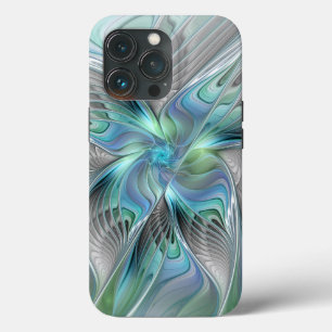 Abstract Blue Green Butterfly Fantasy Fractal Art iPhone 13 Pro Case