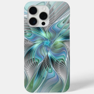 Abstract Blue Green Butterfly Fantasy Fractal Art iPhone 15 Pro Max Case
