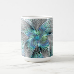 Abstract Blue Green Butterfly Fantasy Fractal Art Coffee Mug