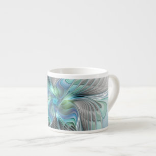 Abstract Blue Green Butterfly Fantasy Fractal Art Espresso Cup