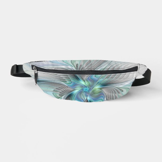 Abstract Blue Green Butterfly Fantasy Fractal Art Fanny Pack (Front)