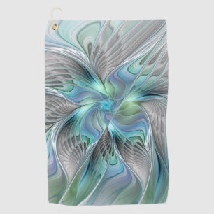 Abstract Blue Green Butterfly Fantasy Fractal Art Golf Towel