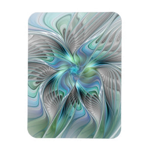 Abstract Blue Green Butterfly Fantasy Fractal Art Magnet