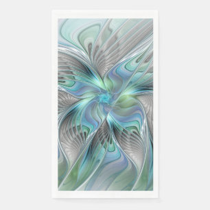 Abstract Blue Green Butterfly Fantasy Fractal Art Napkin