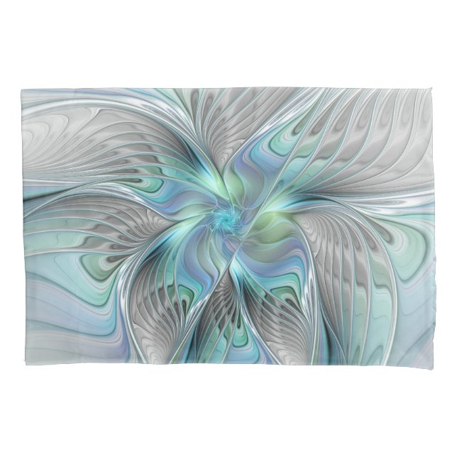 Abstract Blue Green Butterfly Fantasy Fractal Art Pillowcase (Front)
