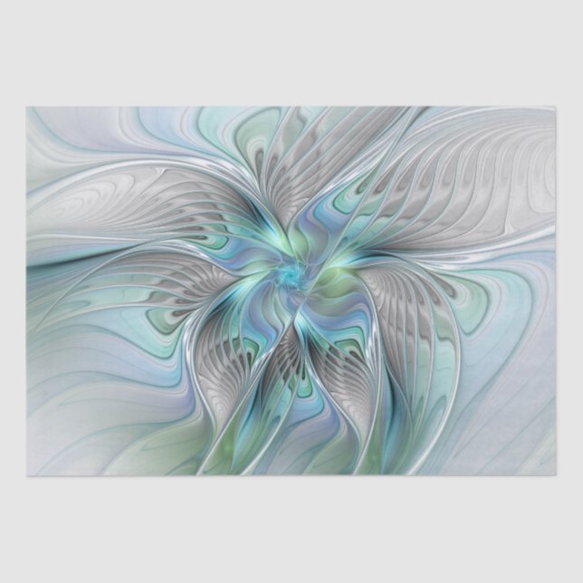 Abstract Blue Green Butterfly Fantasy Fractal Art Tissue Paper (Front)