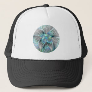 Abstract Blue Green Butterfly Fantasy Fractal Art Trucker Hat