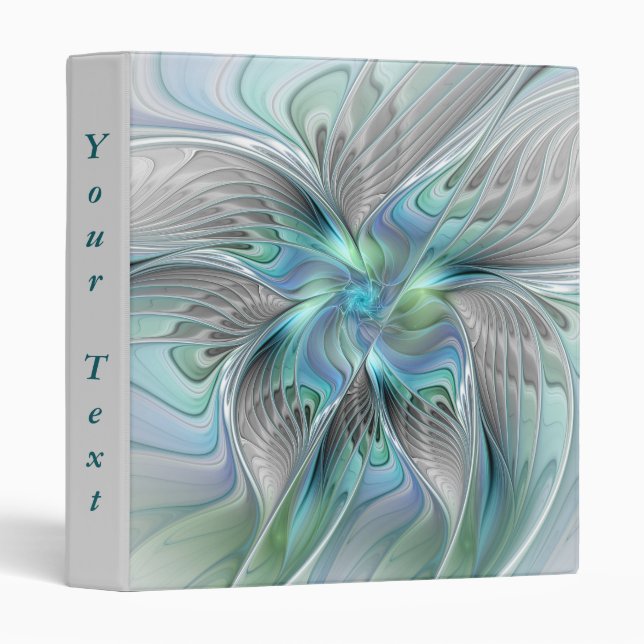 Abstract Blue Green Butterfly Fantasy Fractal Text Binder (Front/Spine)