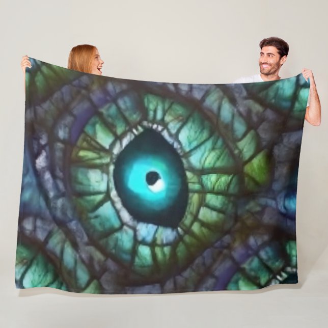 Abstract blue green eye mosaic fleece blanket (In Situ)