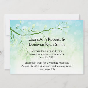 Abstract Blue Green Leaves Post Wedding Invitation